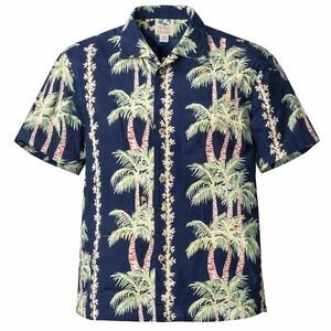 John Severson Kahala Hawaiian Silk Shirt Palm Tree Print Medium